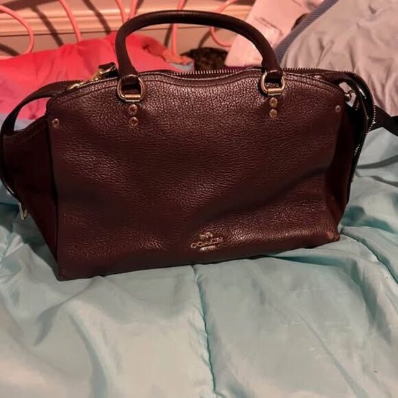 Coach Handbags - Coach Brown Pebbled Leather Satchel Crossbody Bag F40362